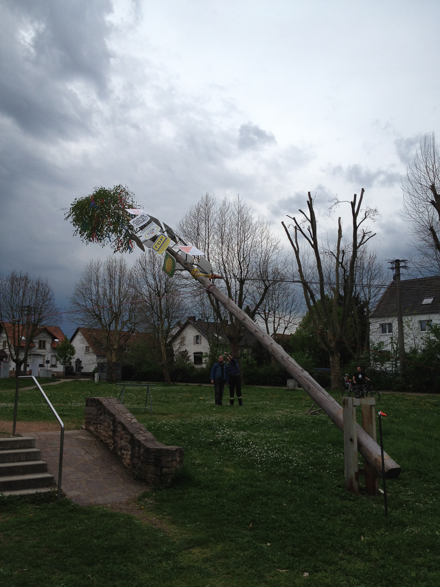 Maibaum 2012 in Hostenbach mit neuem Schild