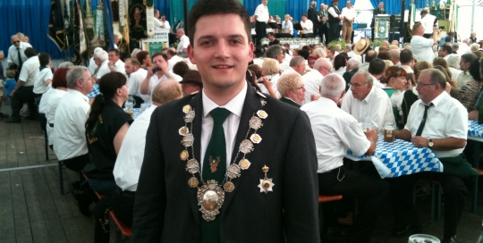 Schützenkönig 2011 und Ortspokalsieger 2011 Sebastian Greiber für "Hubertus Wadgassen" beim Kreisschützentag in Saarlouis