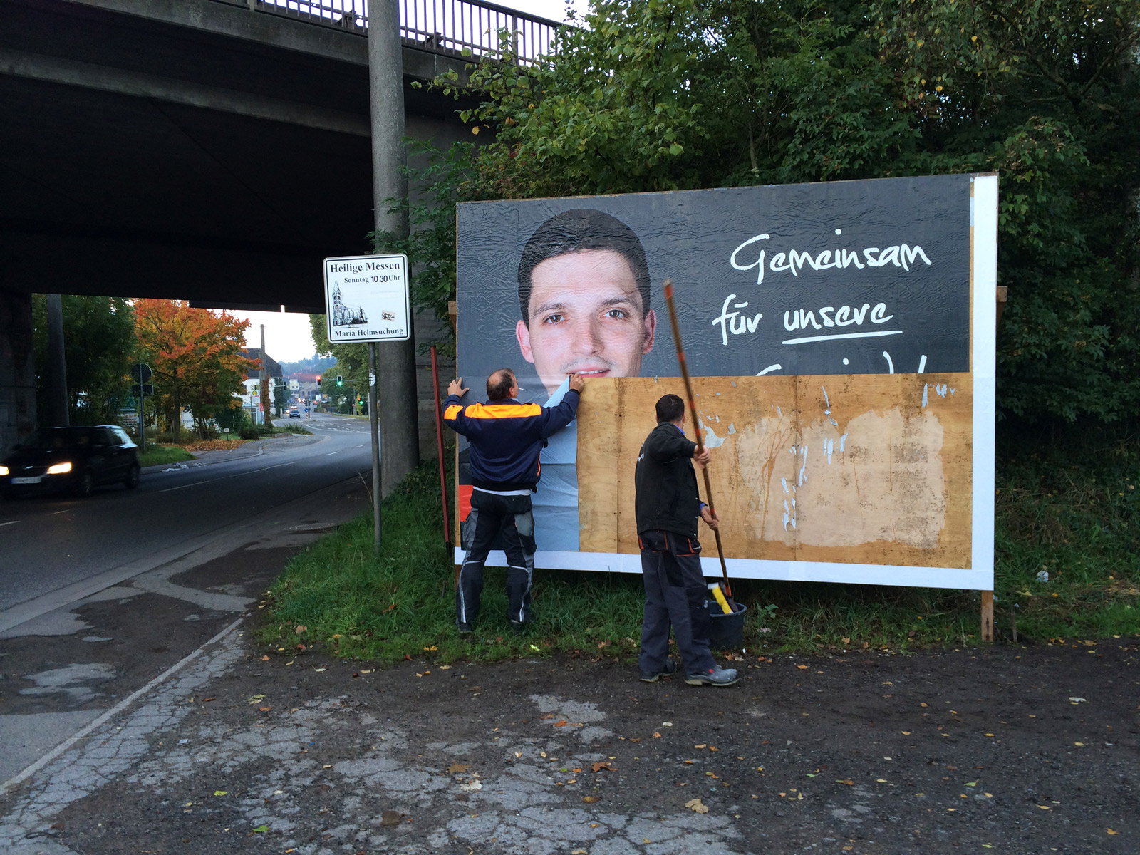 Die Plakate des freien Bürgermeister Kandidaten, Sebastian Greiber aus Wadgassen.