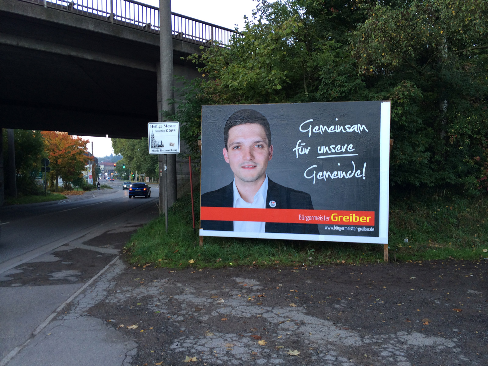 Die Plakate des freien Bürgermeister Kandidaten, Sebastian Greiber aus Wadgassen.