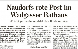 Saarbrücker Zeitung: Naudorfs rote Post im Wadgasser Rathaus