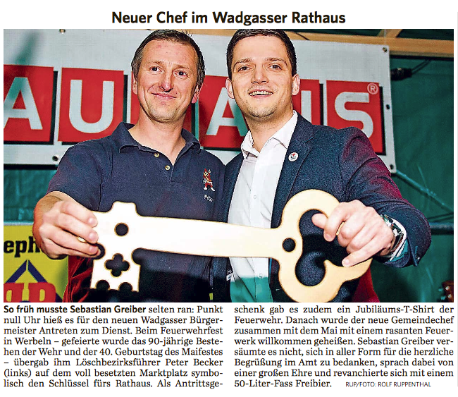 02.05.2014 Saarbrücker Zeitung: Neuer Chef im Wadgasser Rathaus