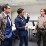 Unternehmenstour Wadgassen - MTG-Lagerlogistik: v.r. Juergen amann, Sebastian Greiber, Juergen Pohl. Foto: Rolf Ruppenthal/ 5. Okt. 2015